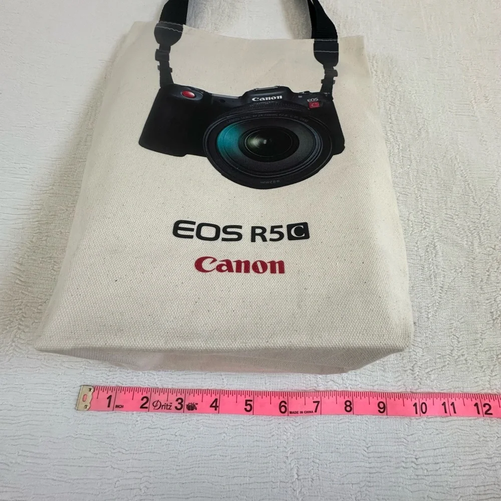 Red Champion graphic hoodie with camera design and Canon Camera print tote. - Picture 6 of 10